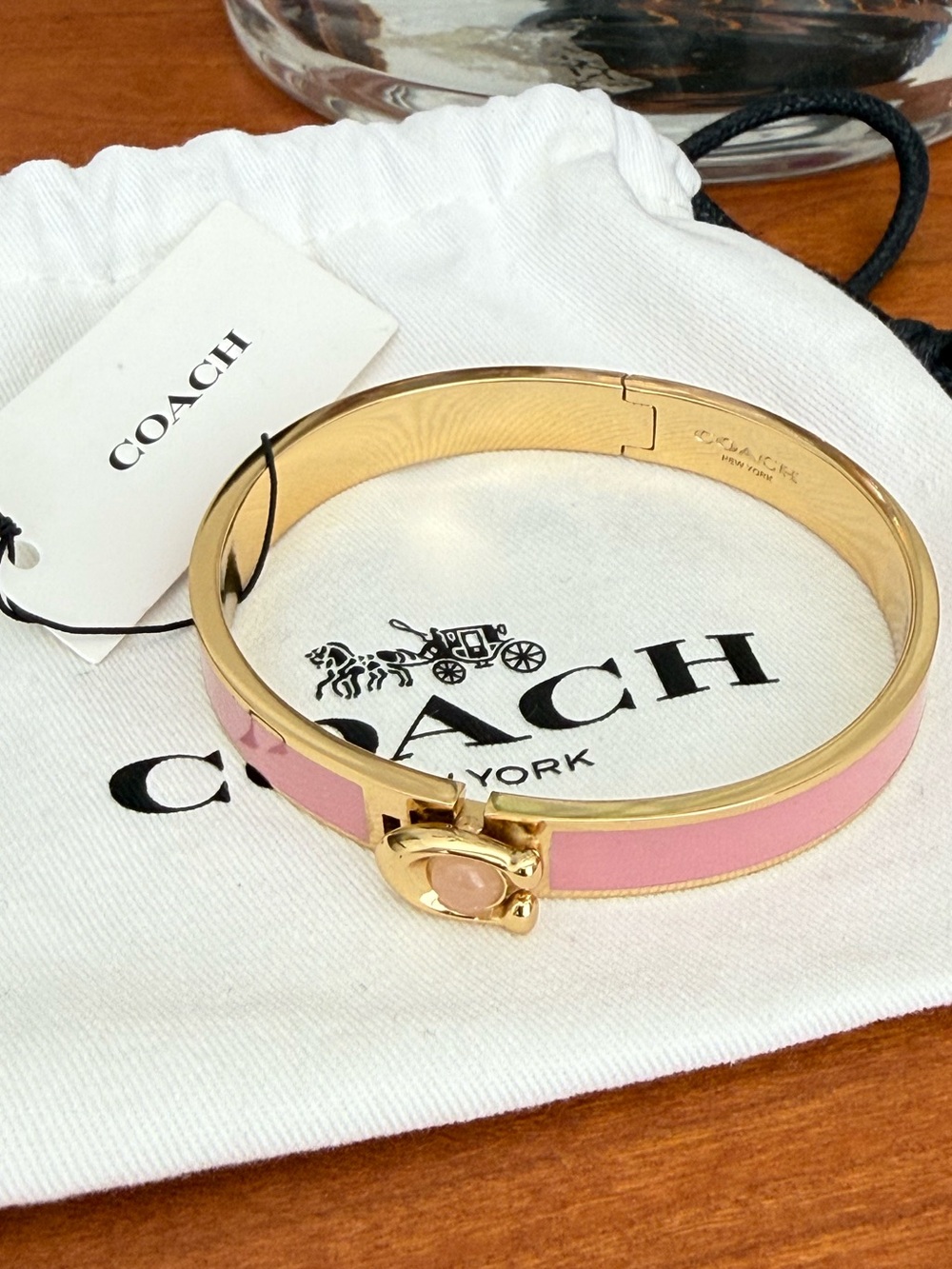 Coach Pink and Gold Hinge Bracelet NWT